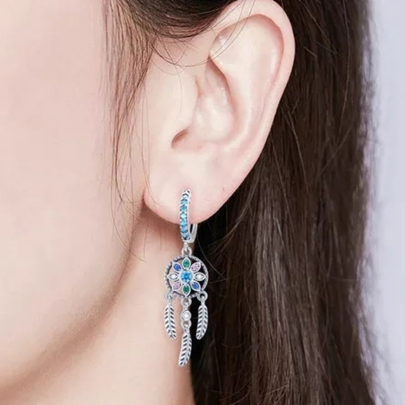 New Silver Dreamcatcher Drop Earrings - Picture 7 of 8